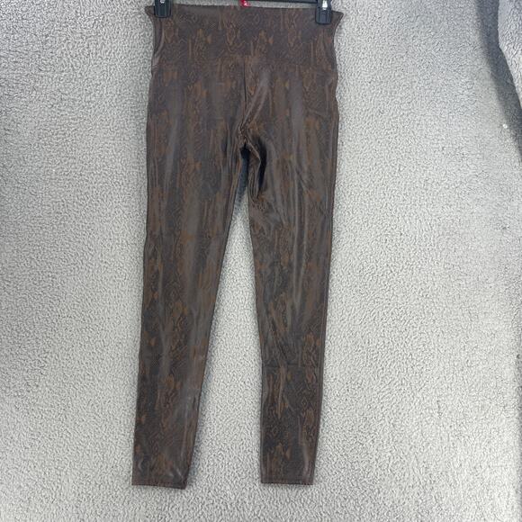 Spanx Animal Print Snake Leggings Womens Jeans Sz XL Brown Stretch Faux Leather - Picture 5 of 16